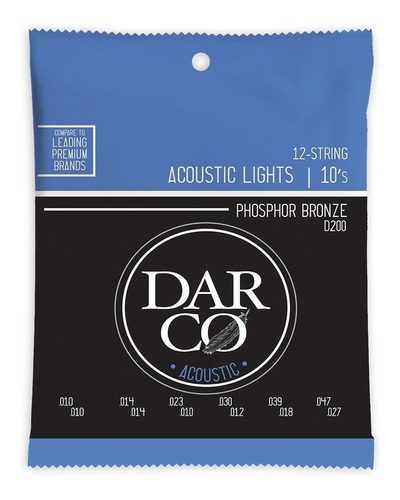 Encordado Guitarra Acustica Darco 12 Cuerdas 010 D200 - Image 1