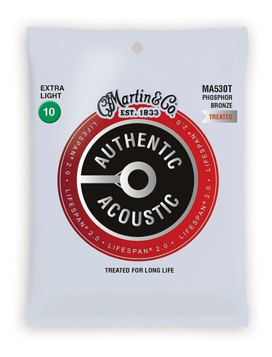 Encordado Guitarra Acústica Lifespan Trated 010 Martin MA530T - Image 1