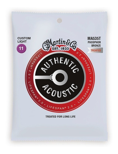 Encordado Guitarra Acustica Martin & Co. Lifespan Trated 011 MA535T - Image 1
