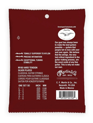 Encordado Guitarra Clasica Martin & Co. Magnifico M165 Tension Alta - Image 2