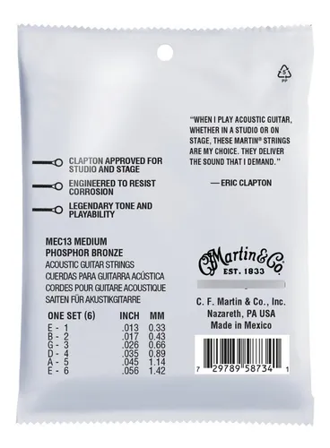 Encordado Guitarra Acustica Clapton 013-056 Martin Mec13 - Image 2