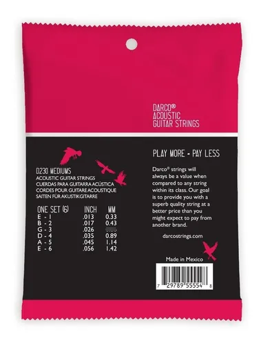 Encordado Guitarra Acustica Darco 013 D230 92/8 - Image 2