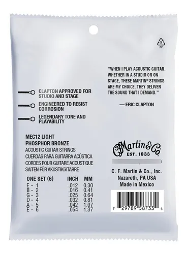 Encordado Guitarra Acustica Clapton 012-054 Martin MEC12 - Image 2