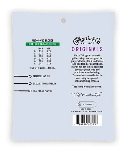 Encordado Guitarra Acustica Martin Originals M170 - Image 2