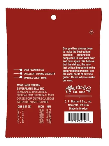 Encordado Guitarra Clasica Ball End Martin & Co. M160 Tension Alta - Image 2