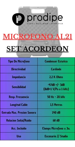 Set 3 Microfonos Acordeon Prodipe AL21 - Image 5